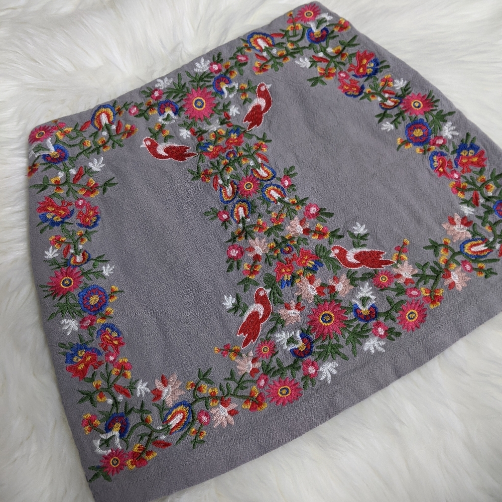Altar'd State Embroidered Floral Boho Mini-Skirt - Picture 3 of 5